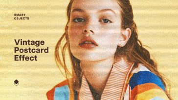 Free Vintage Postcard Halftone Effect PSD