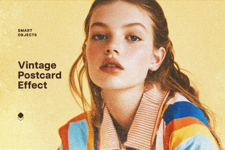 Free Vintage Postcard Halftone Effect PSD