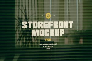 Free Window with Blinds Mockup PSD