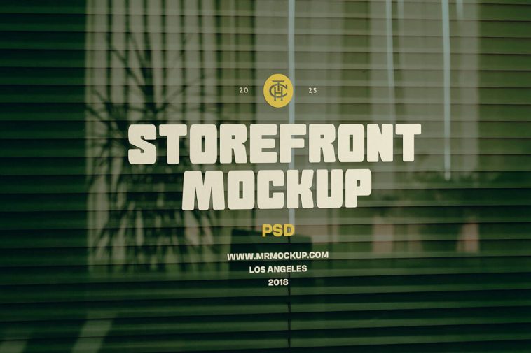 Free Window with Blinds Mockup PSD