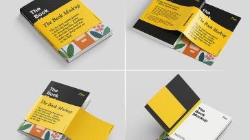 5 Free Belly Band Book Mockup PSD Set