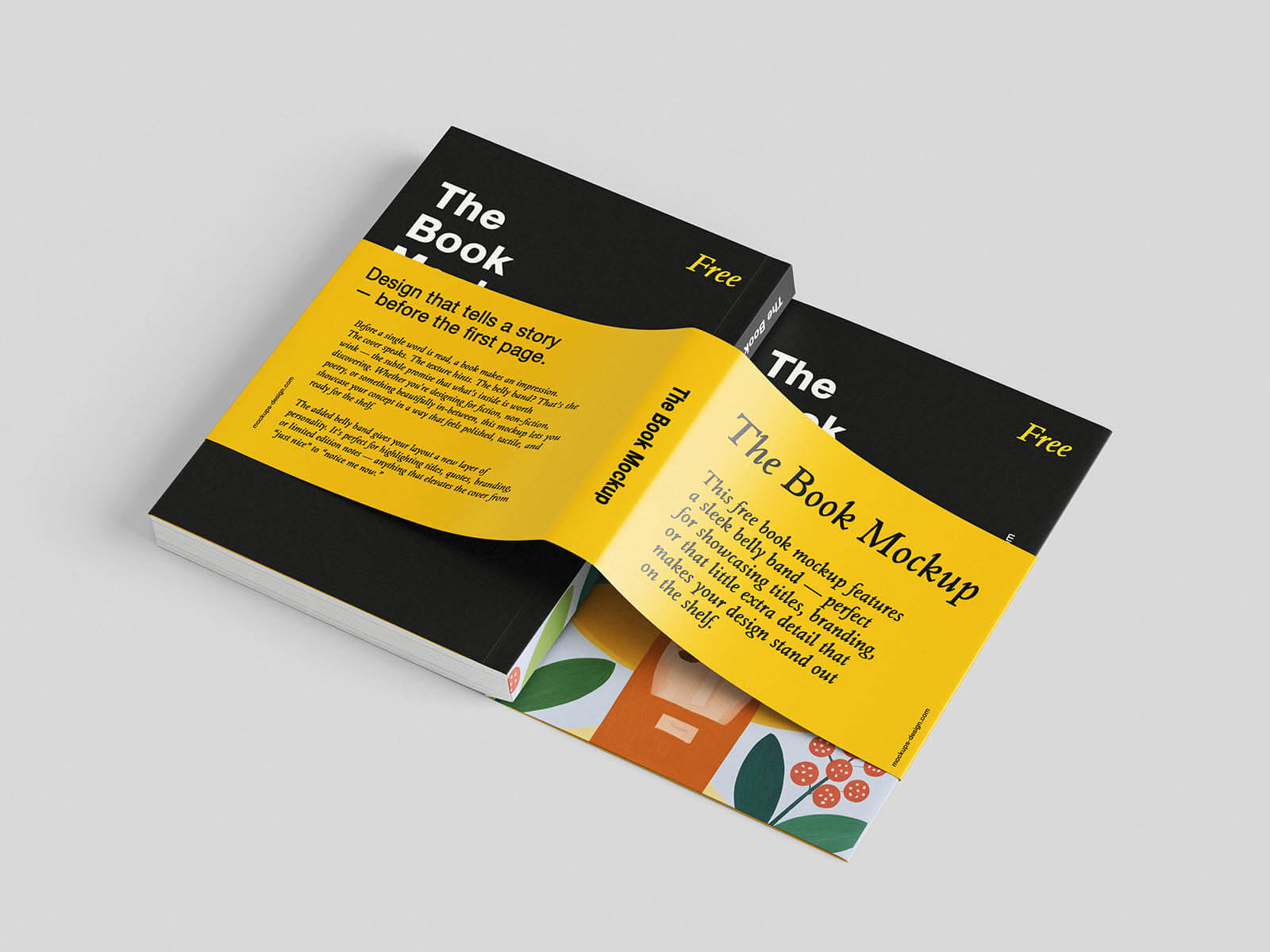 5 Free Belly Band Book Mockup PSD Set