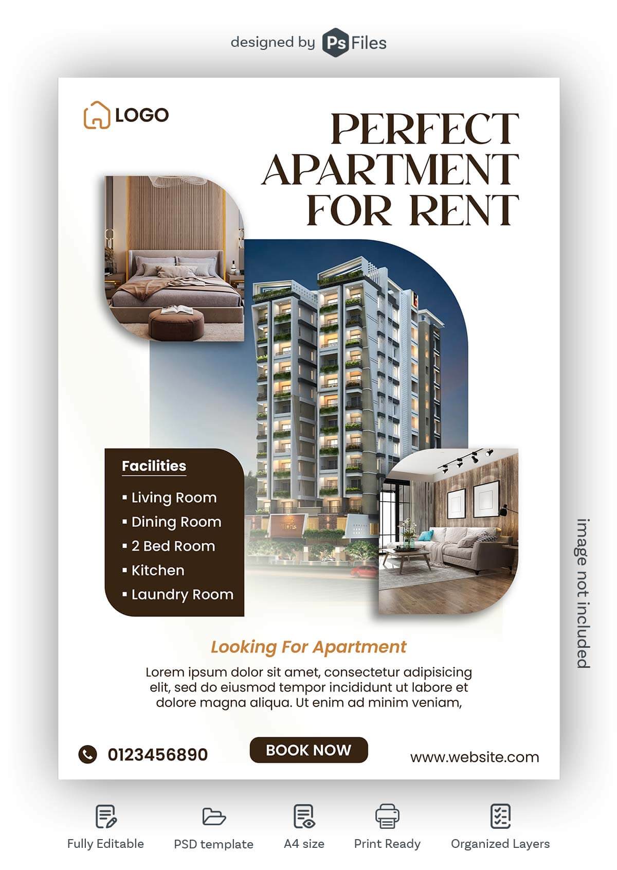 Free Apartment for Rent Flyer Design PSD Template