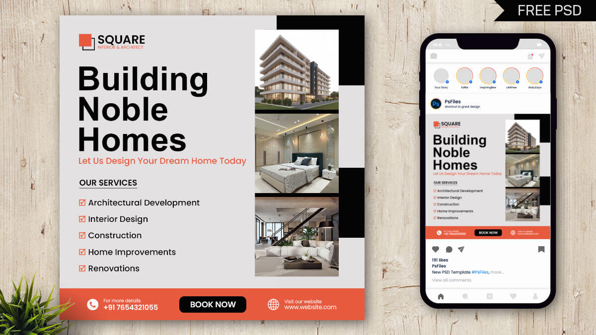 Free Building Noble Homes Social Media Post PSD