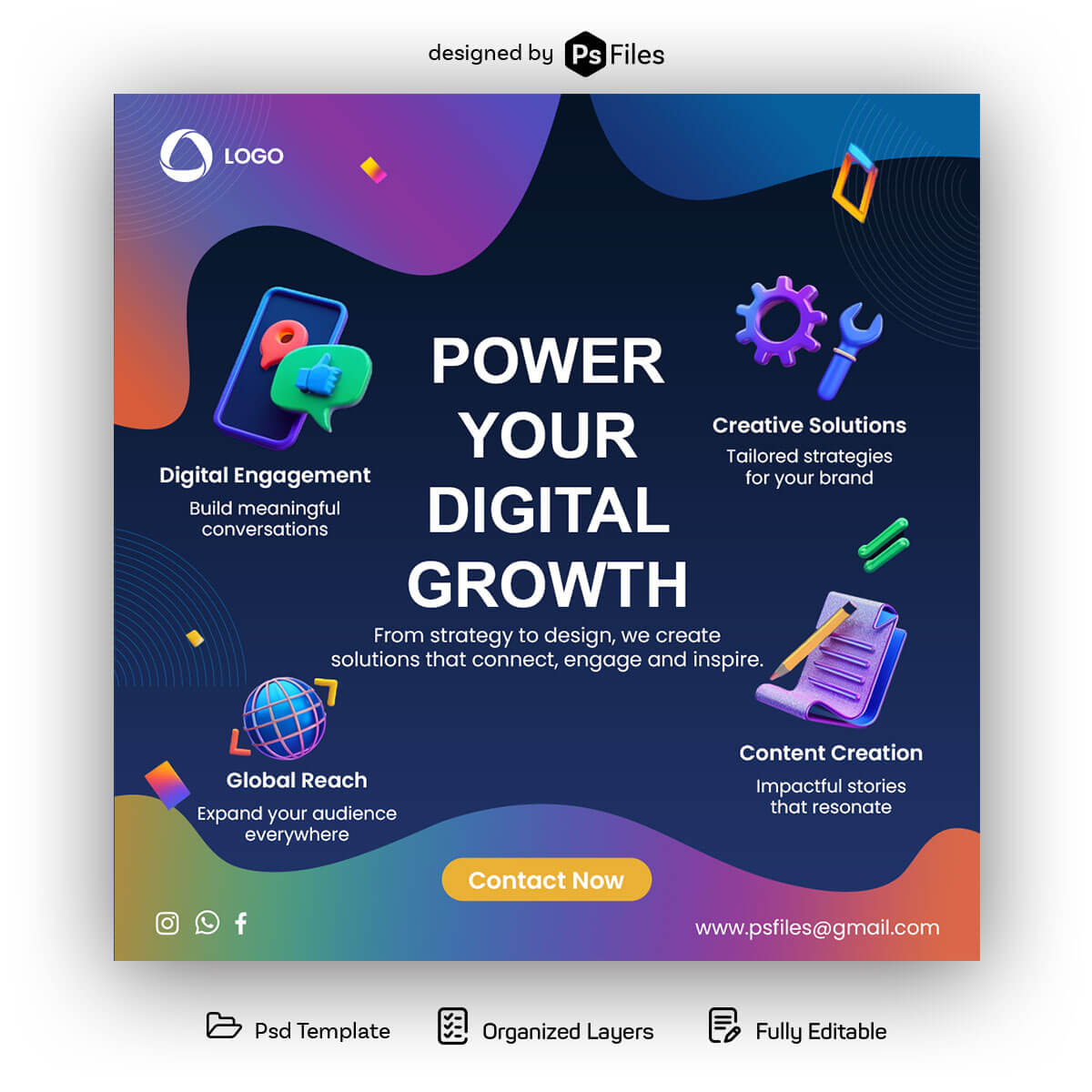 Free Digital Marketing Agency Social Media Post PSD