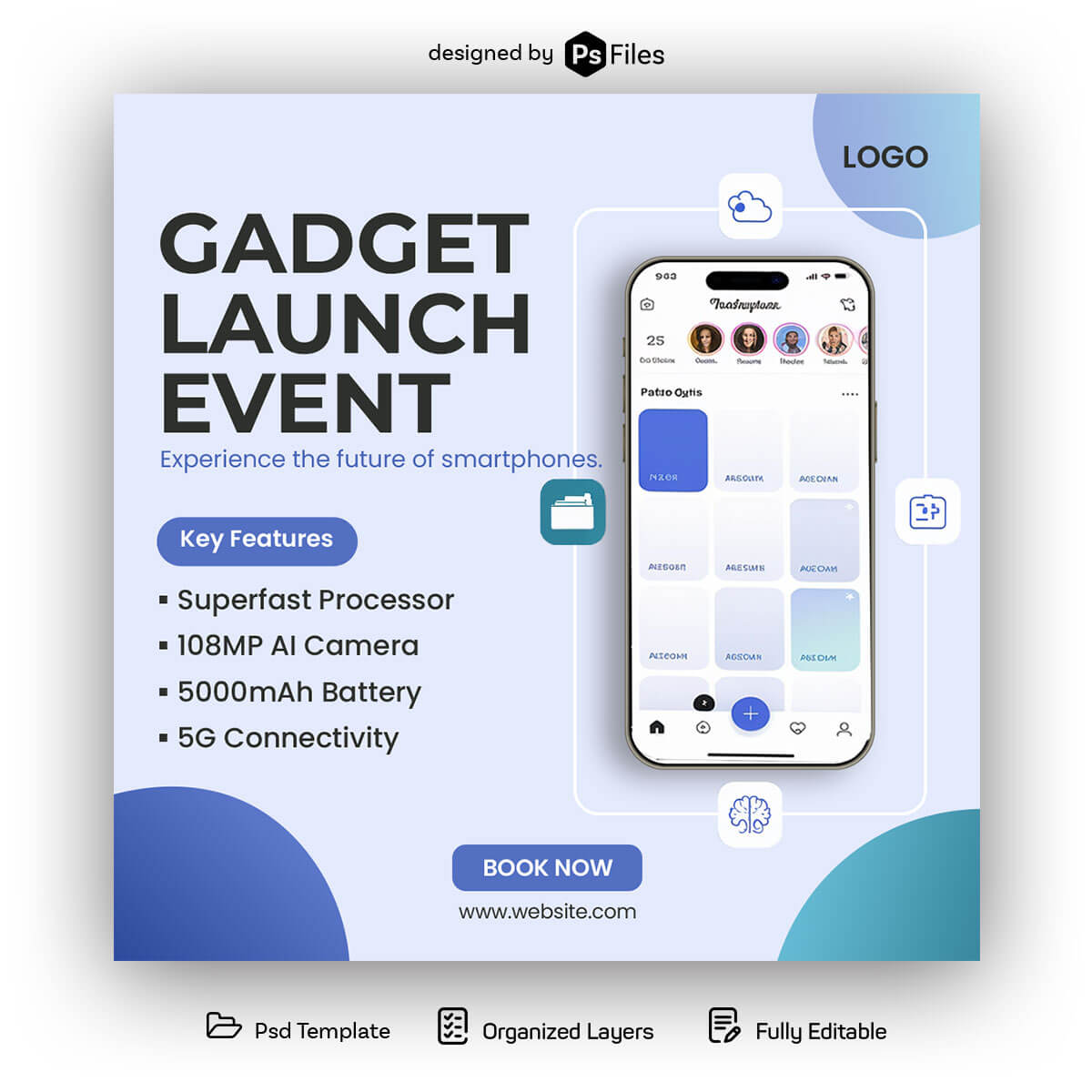 Free Gadget Launch Event Social Media Post PSD Template 