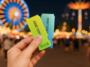 Free Hand-Holding Event Tickets Mockup PSD