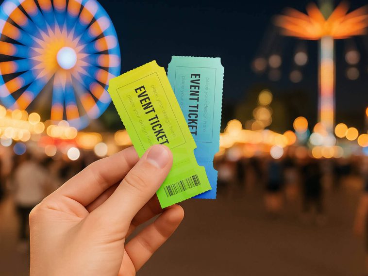 Free Hand-Holding Event Tickets Mockup PSD