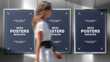 Free Metal Wall Poster Mockup PSD
