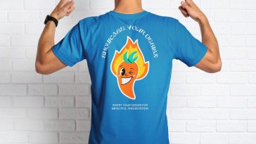 Free Model Showing Backside T-Shirt Mockup PSD