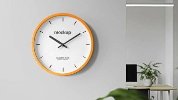 Free Rounded Wall Clock Mockup PSD