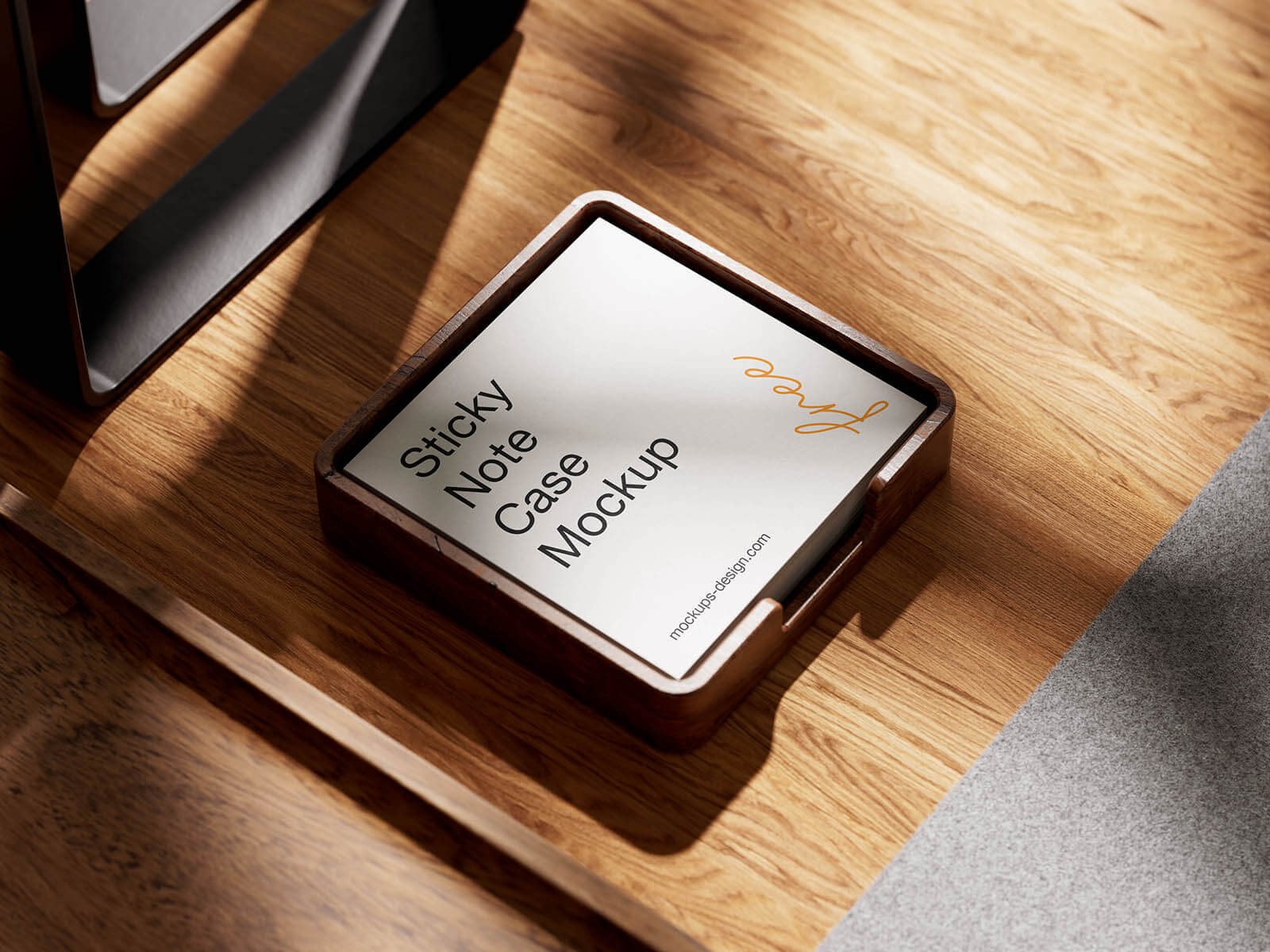 Free Wooden Sticky Notes / Chit Pad Mockup PSD Set