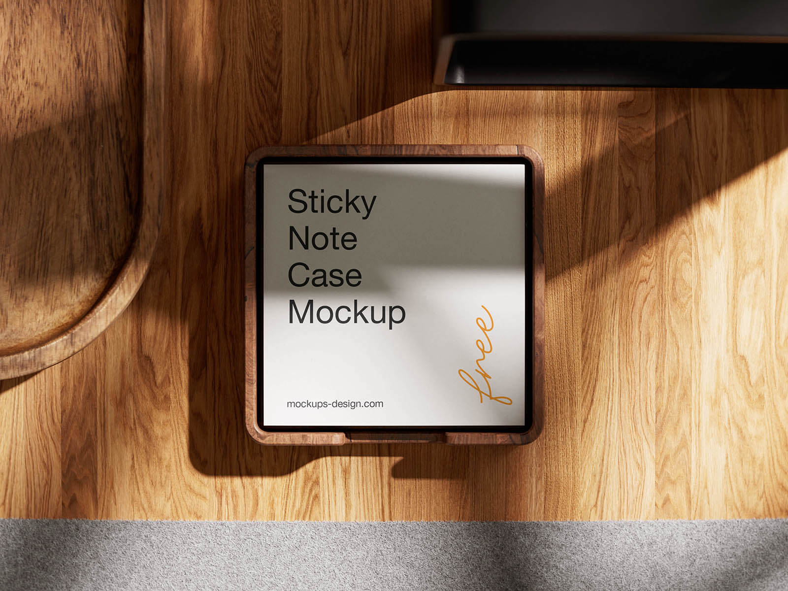 Free Wooden Sticky Notes / Chit Pad Mockup PSD Set