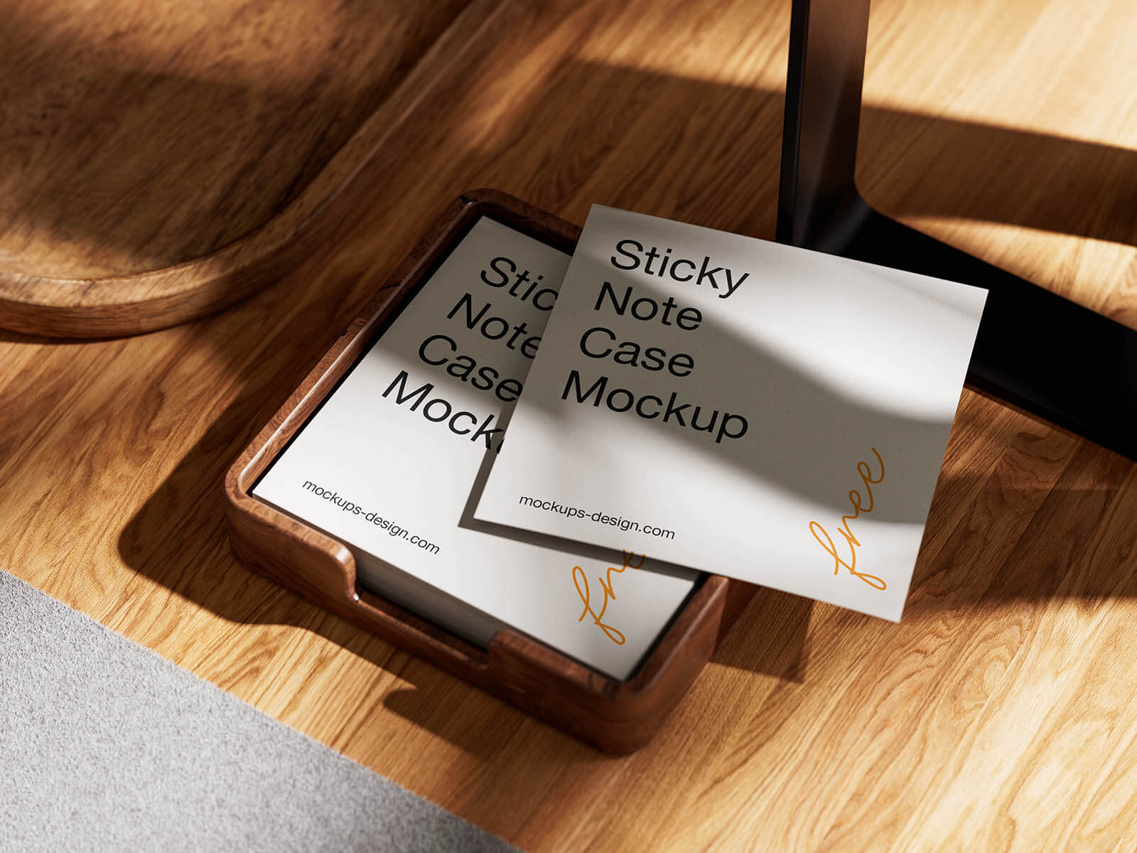 Free Wooden Sticky Notes / Chit Pad Mockup PSD Set