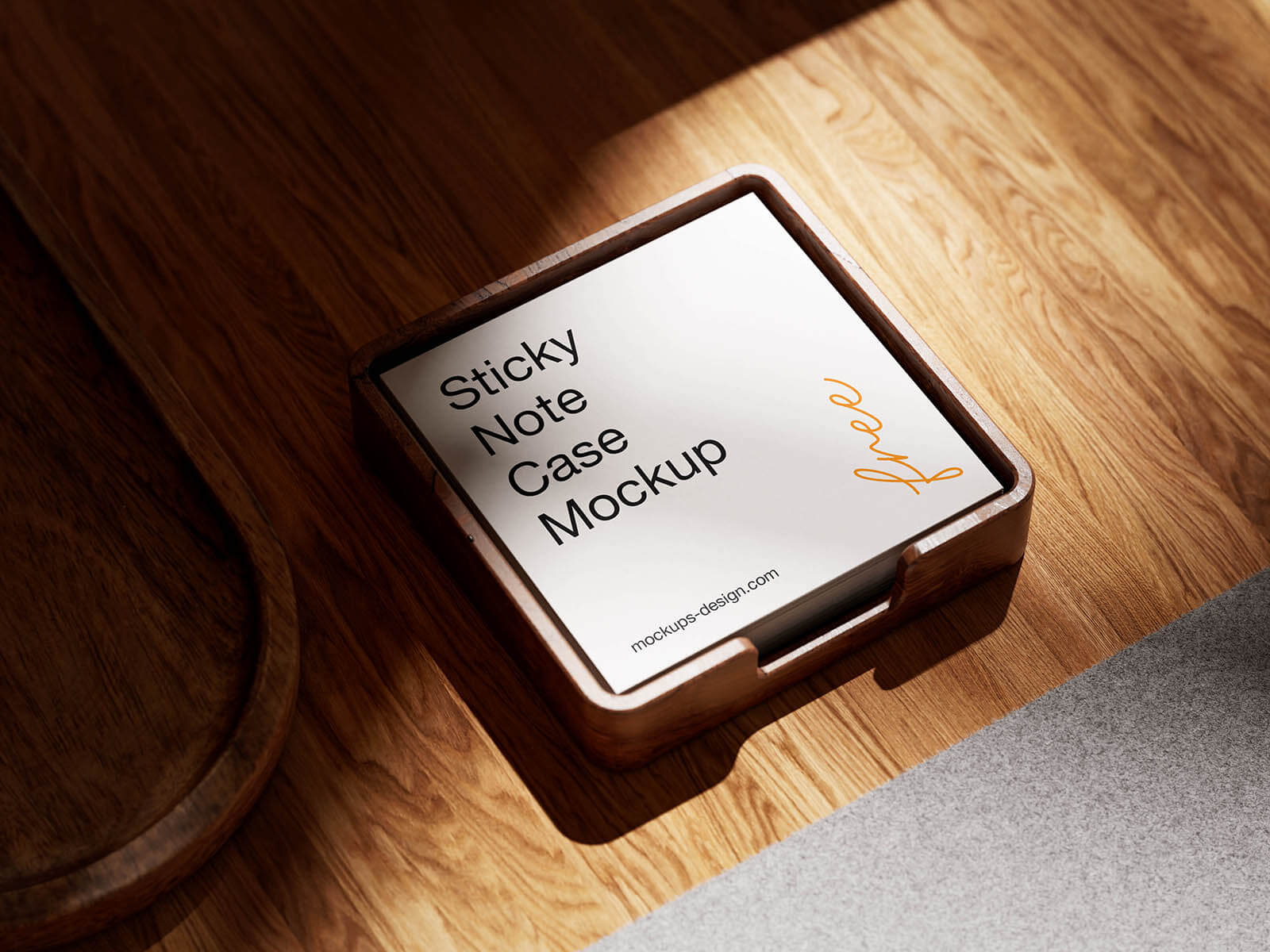 Free Wooden Sticky Notes / Chit Pad Mockup PSD Set