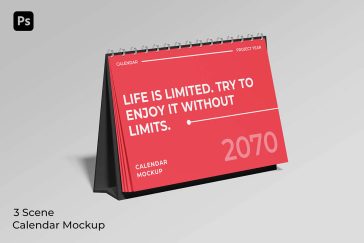 3 Free Desk Calendar 2026 Mockup PSD Set