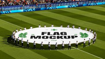 Free Center Circle Stadium Pitch Banner Mockup PSD