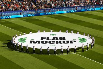 Free Center Circle Stadium Pitch Banner Mockup PSD