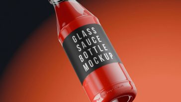 Free Glass Tomato Sauce Bottle Mockup PSD