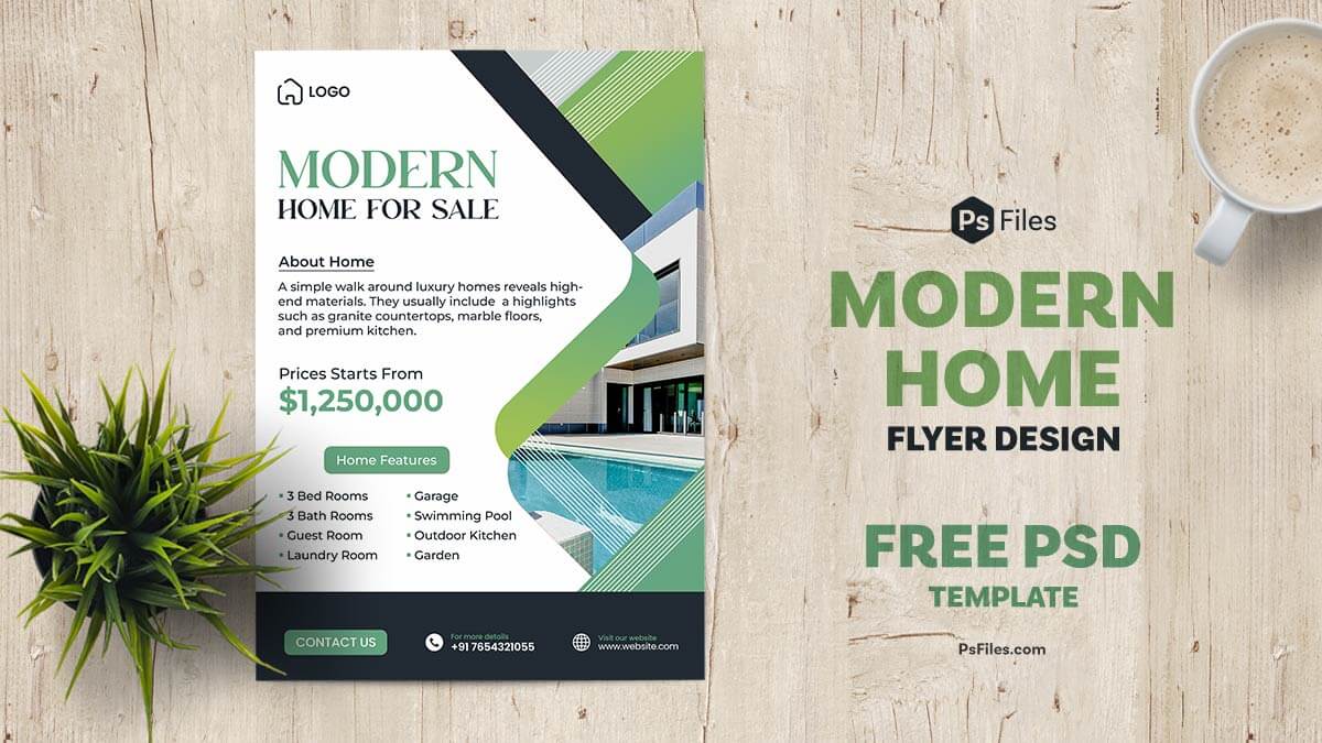 Free Modern Home for Sale Flyer Design PSD