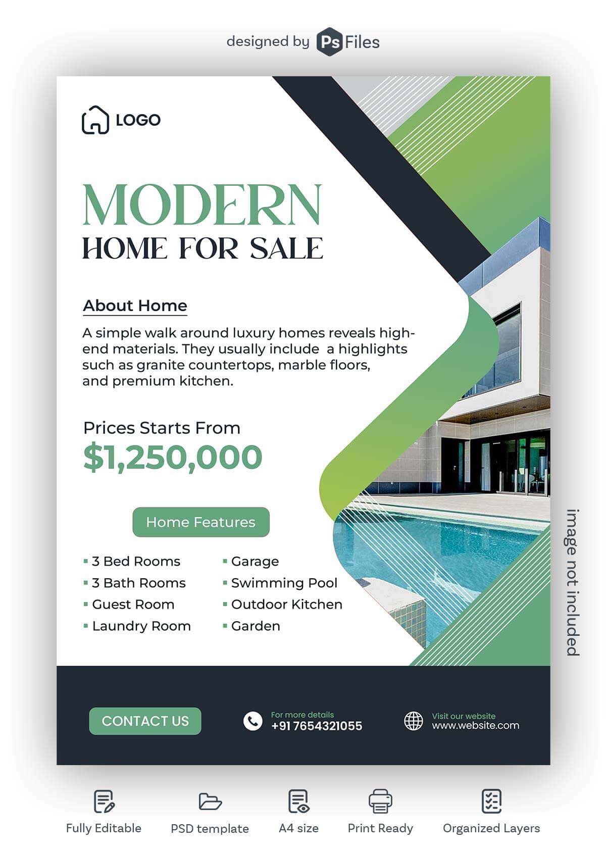 Free Modern Home for Sale Flyer Design PSD