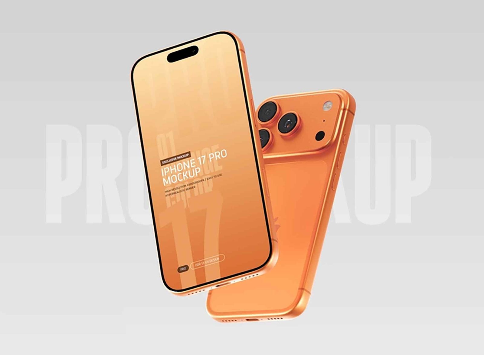 Free Orange iPhone 17 Pro Mockup PSD1