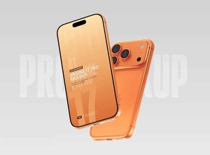 Free Orange iPhone 17 Pro Mockup PSD1