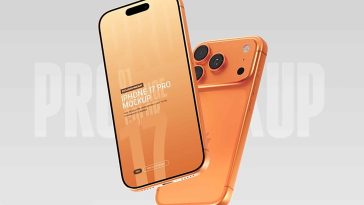 Free Orange iPhone 17 Pro Mockup PSD1