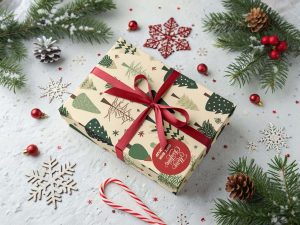Free Christmas Gift Box Mockup PSD