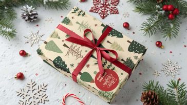 Free Christmas Gift Box Mockup PSD