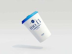 Free Floating Paper Coffee Cup Mockup PSD