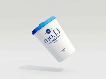 Free Floating Paper Coffee Cup Mockup PSD