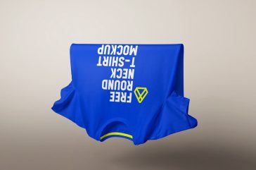 Free Floating Round Neck T-Shirt Mockup PSD