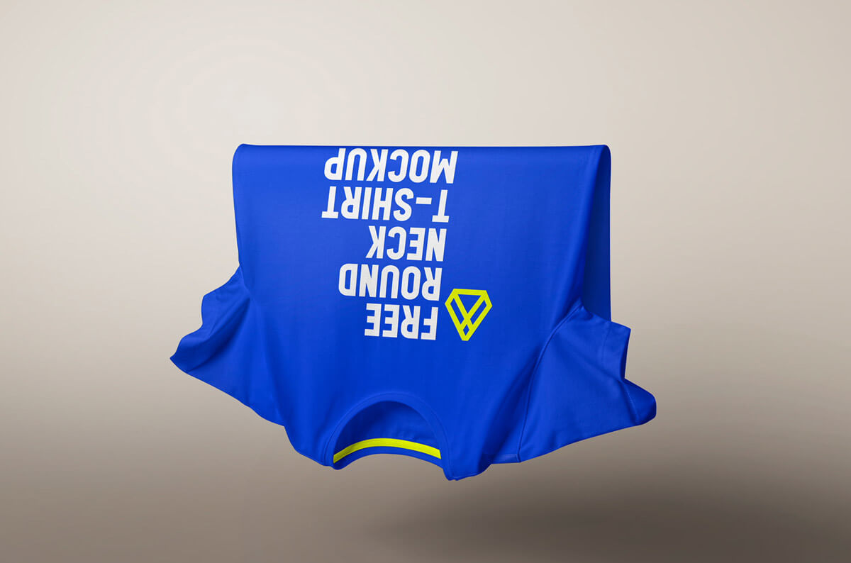 Free Floating Round Neck T-Shirt Mockup PSD