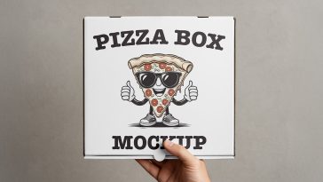 Free Hand Holding Pizza Box Mockup PSD