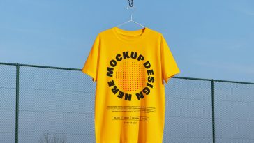 Free Outdoor Hanging T-Shirt Mockup PSD