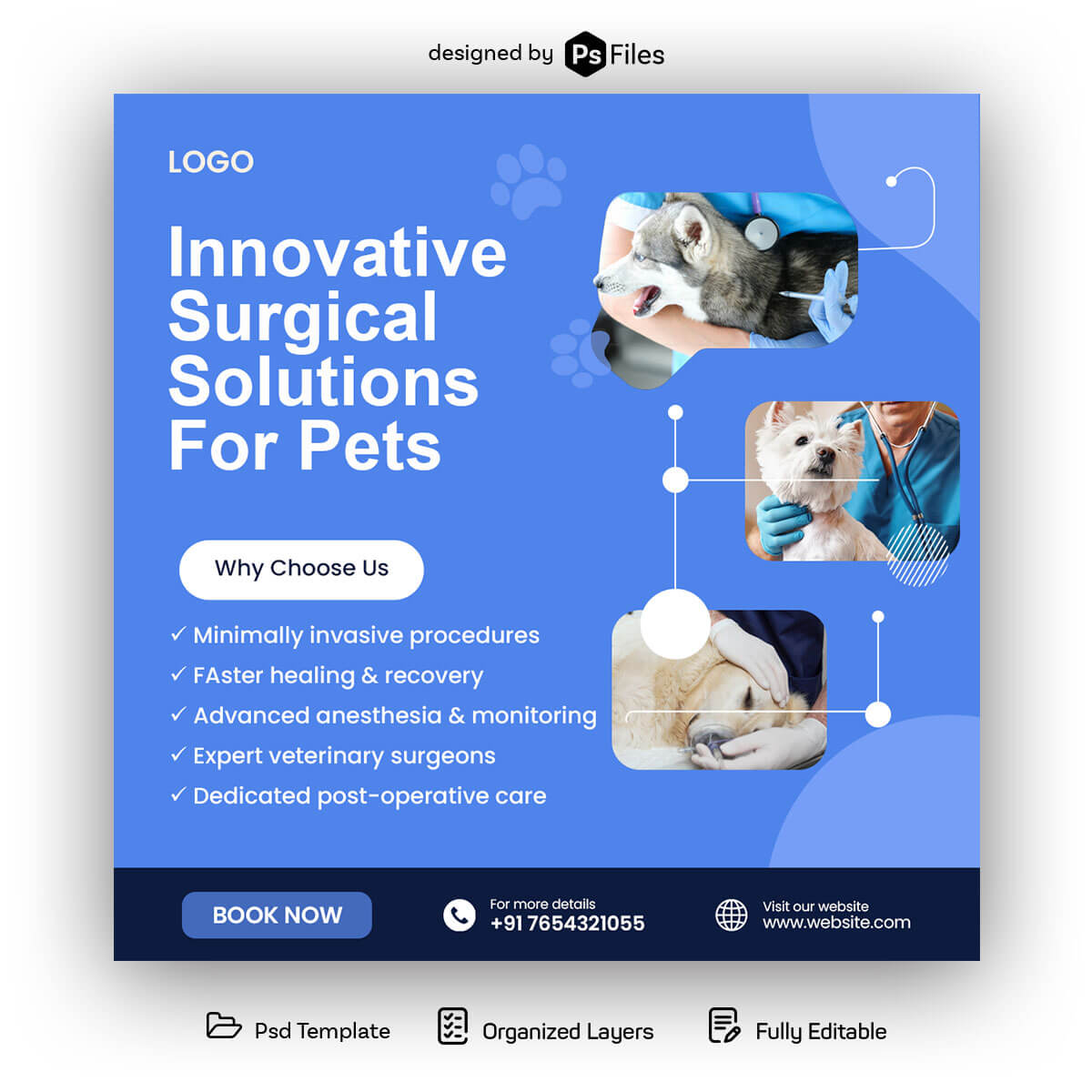 Free Pet Surgery Care Social Media Design PSD Template