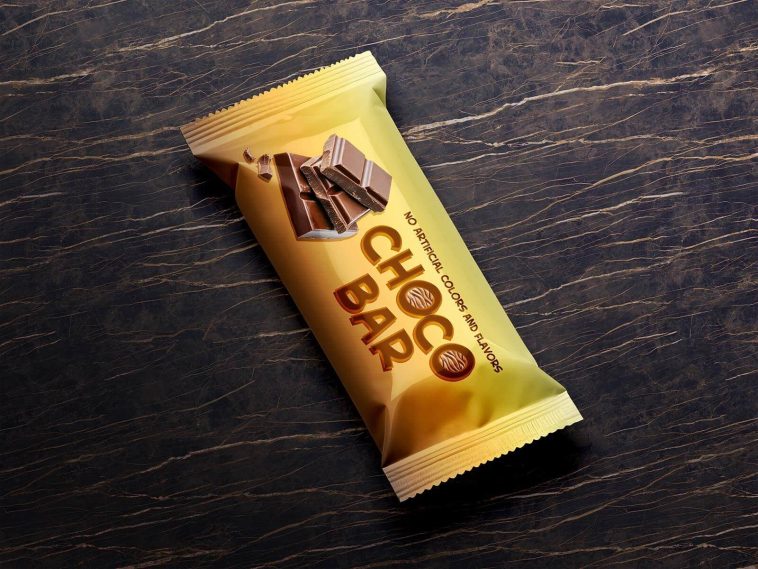 Free Candy Chocolate Snack Bar Mockup PSD