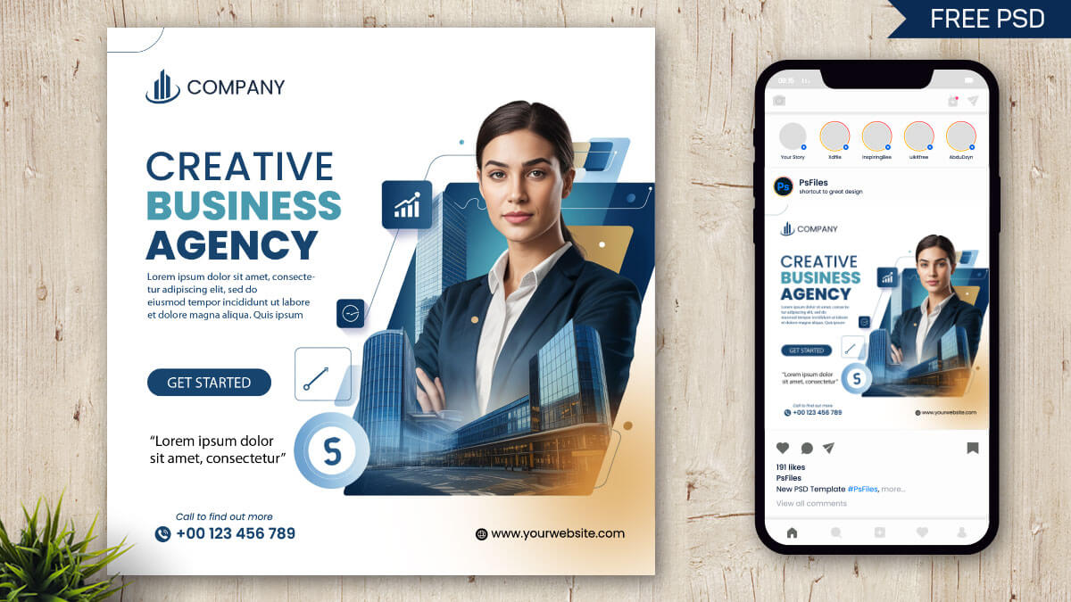 Free Creative Business Agency Social Media Design PSD