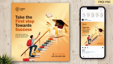 Free Education Success Social Media Post Mockup PSD