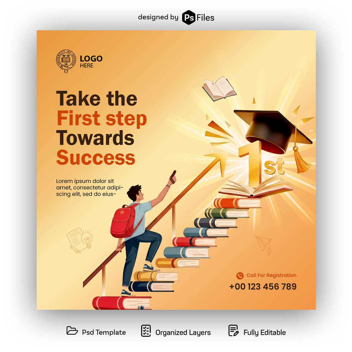 Free Education Success Social Media Post Mockup PSD