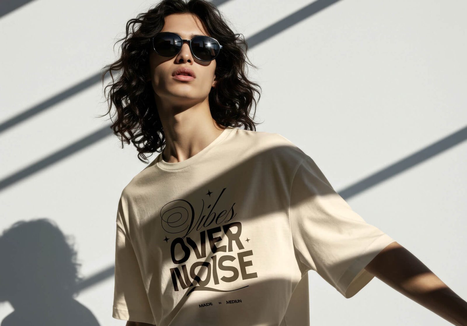 Free Female Model Oversized T-Shirt Mockup PSD