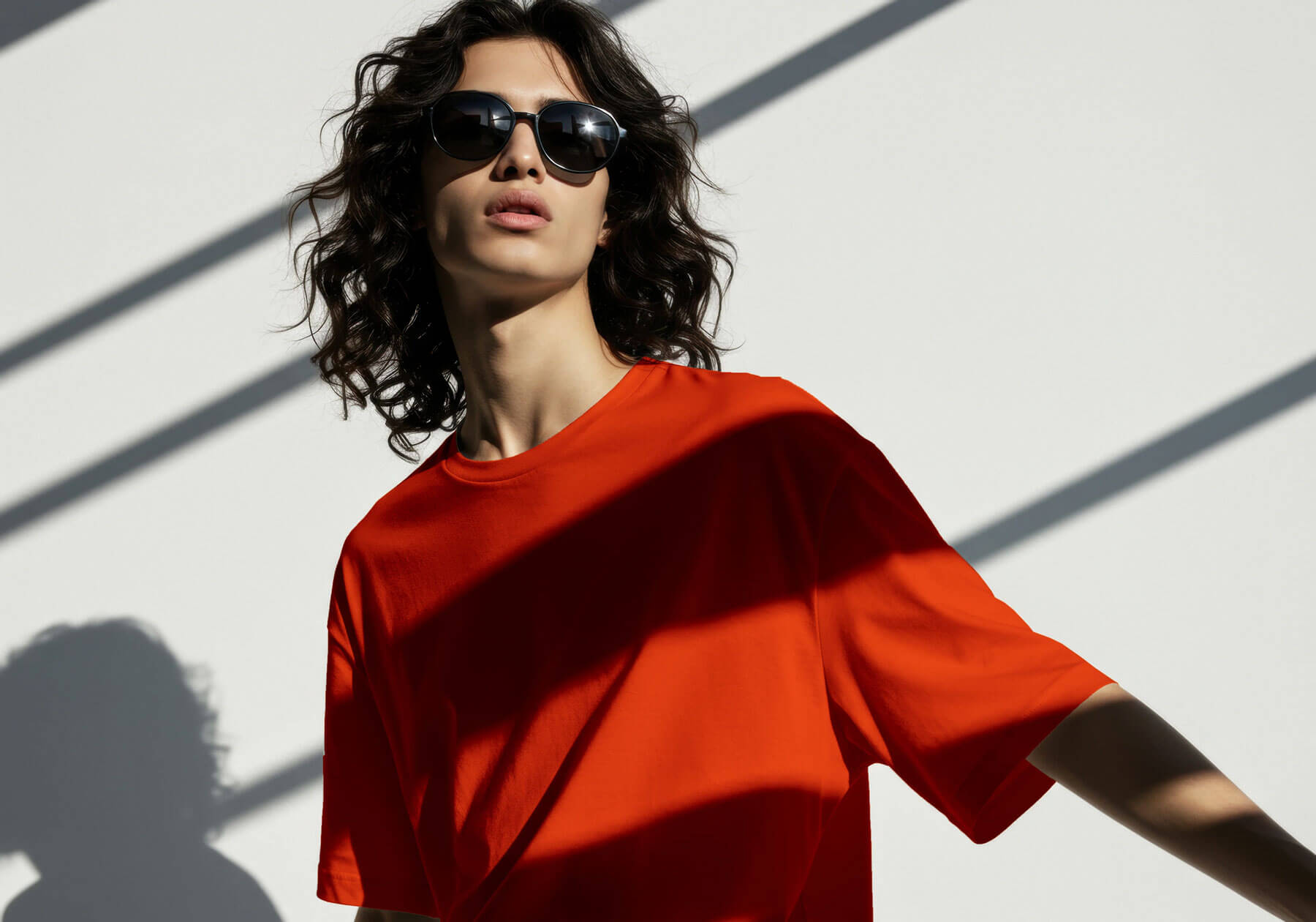 Free Female Model Oversized T-Shirt Mockup PSD