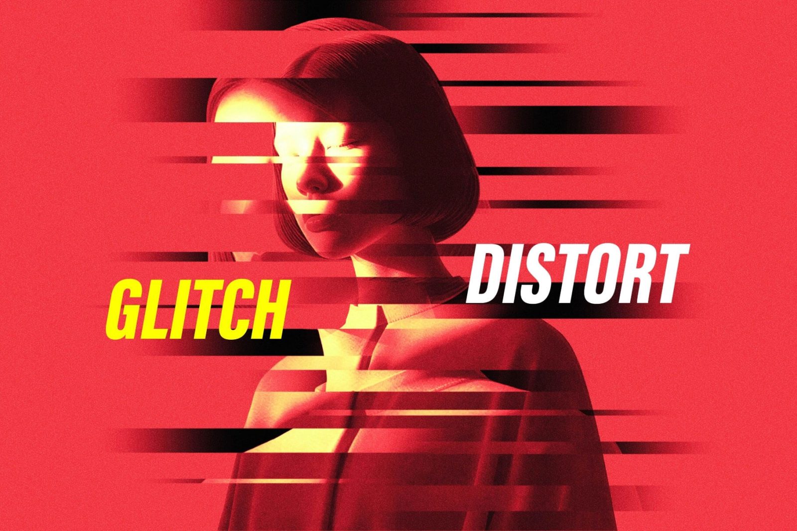 Free Glitch Distort Photo Effect PSD