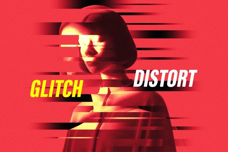 Free Glitch Distort Photo Effect PSD