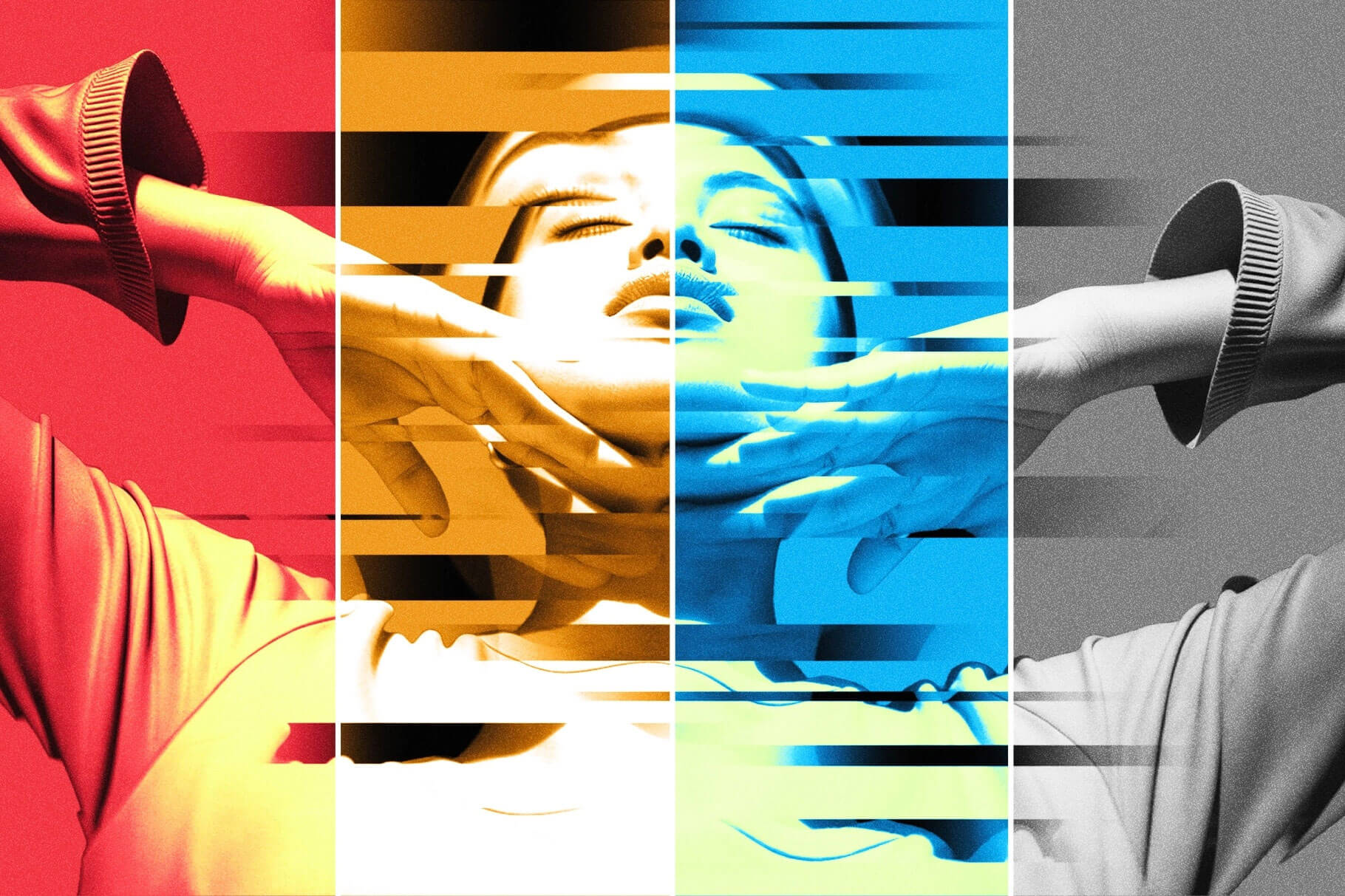 Free Glitch Distort Photo Effect PSD