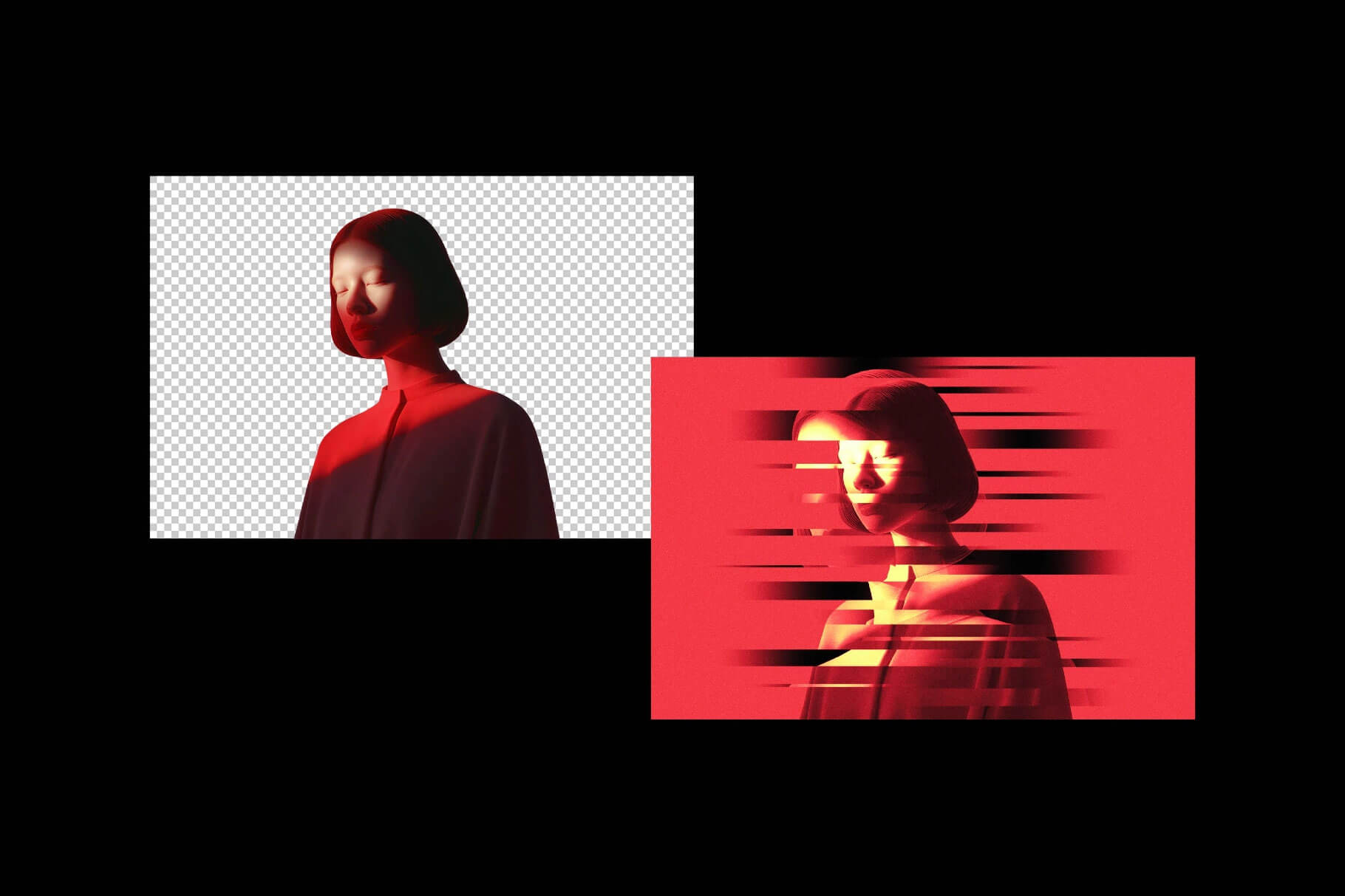 Free Glitch Distort Photo Effect PSD