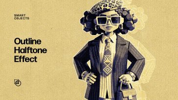 Free Outline Halftone Photo Effect PSD