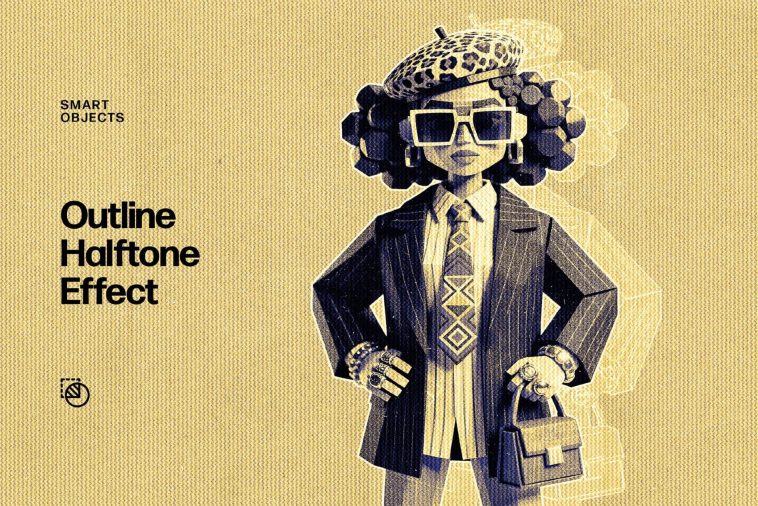 Free Outline Halftone Photo Effect PSD