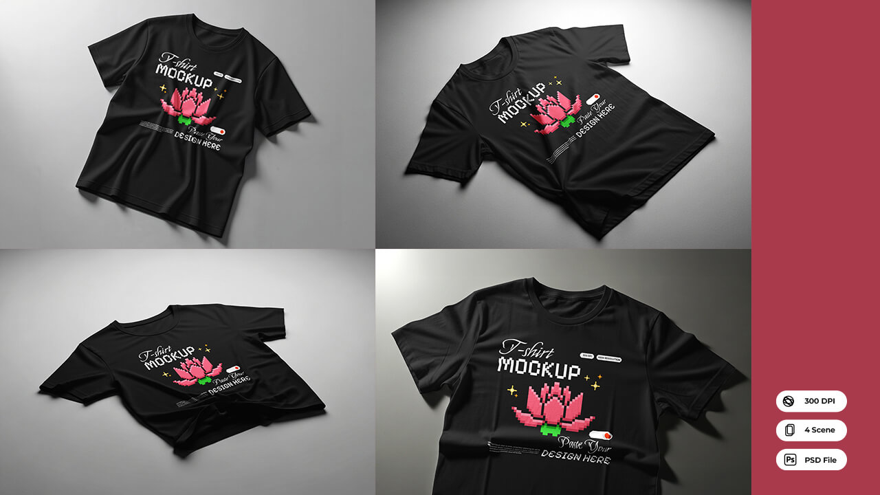 Free Realistic Studio T-Shirt Mockup PSD